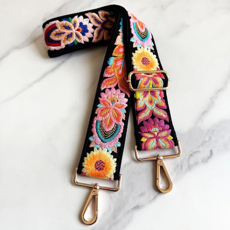 TCOMVEZ Embroidery Flower Purse Strap Replacement Crossbody for Handbags Women Guitar Strap 2 inch Wide Adjustable Bag Straps - Image 4